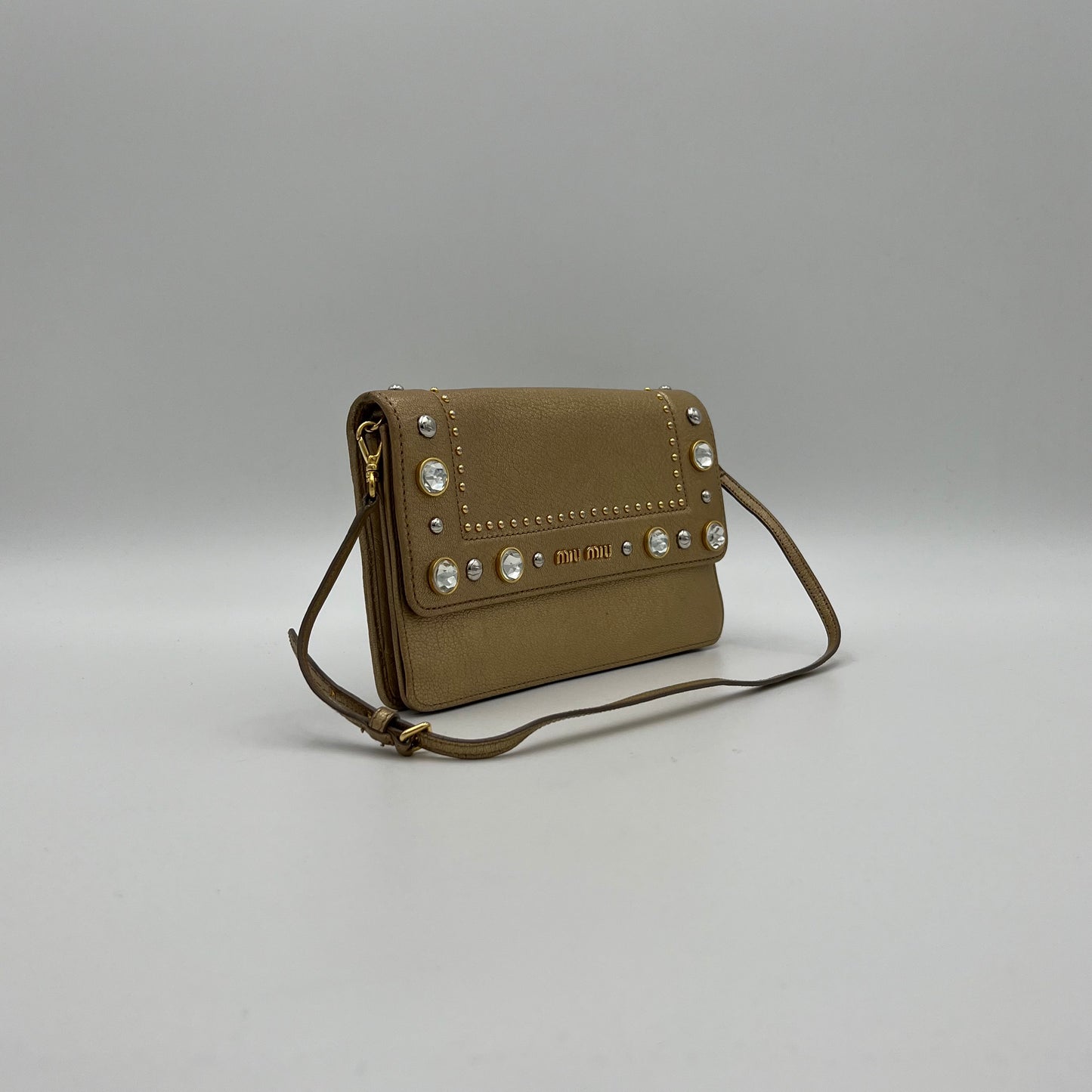 Miu Miu Crystal Gold Wallet Bag