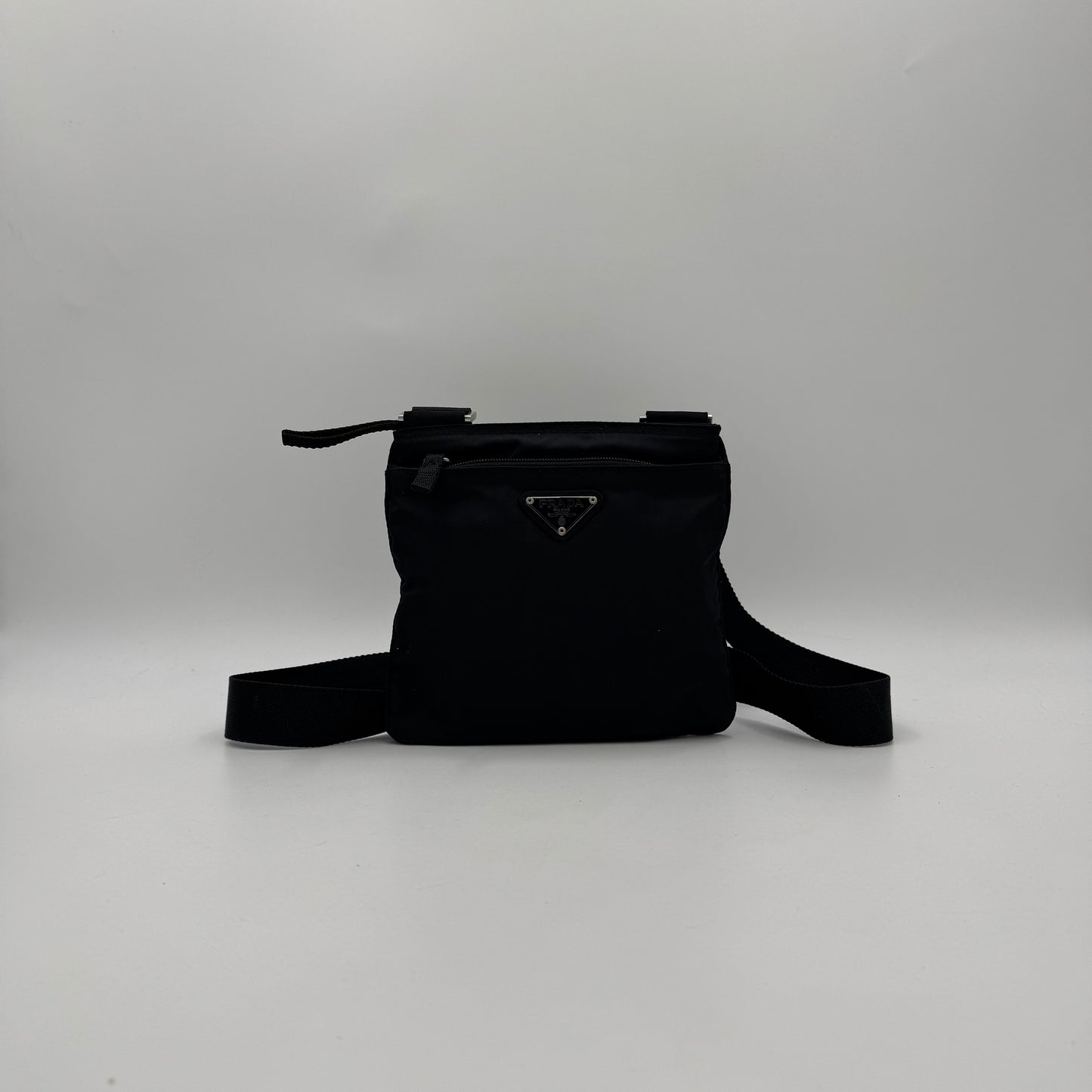 Prada Black Nylon Flat Small Messenger Crossbody