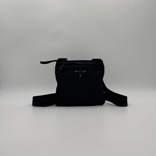 Prada Black Nylon Flat Small Messenger Crossbody