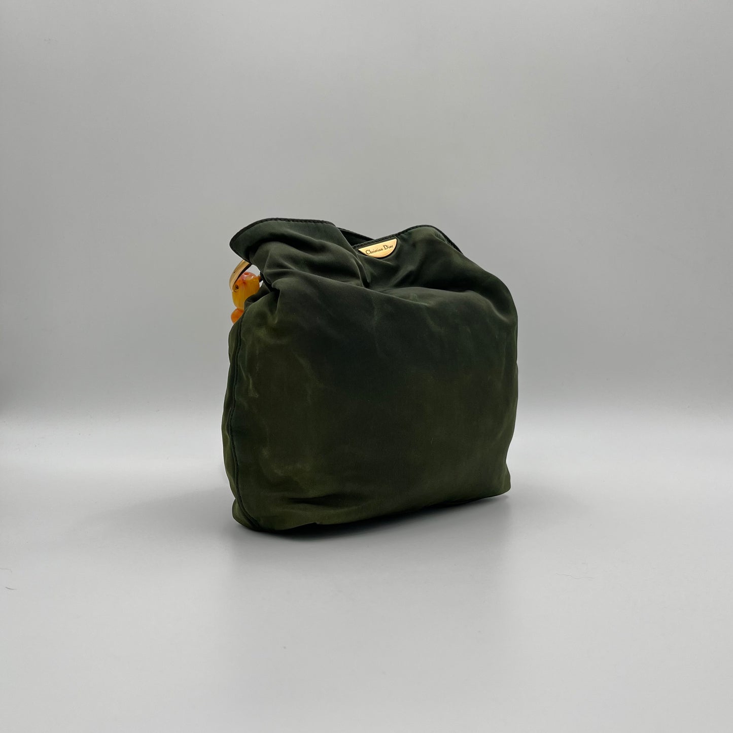Christian Dior Green Nylon Orange Malice Pearl Handbag