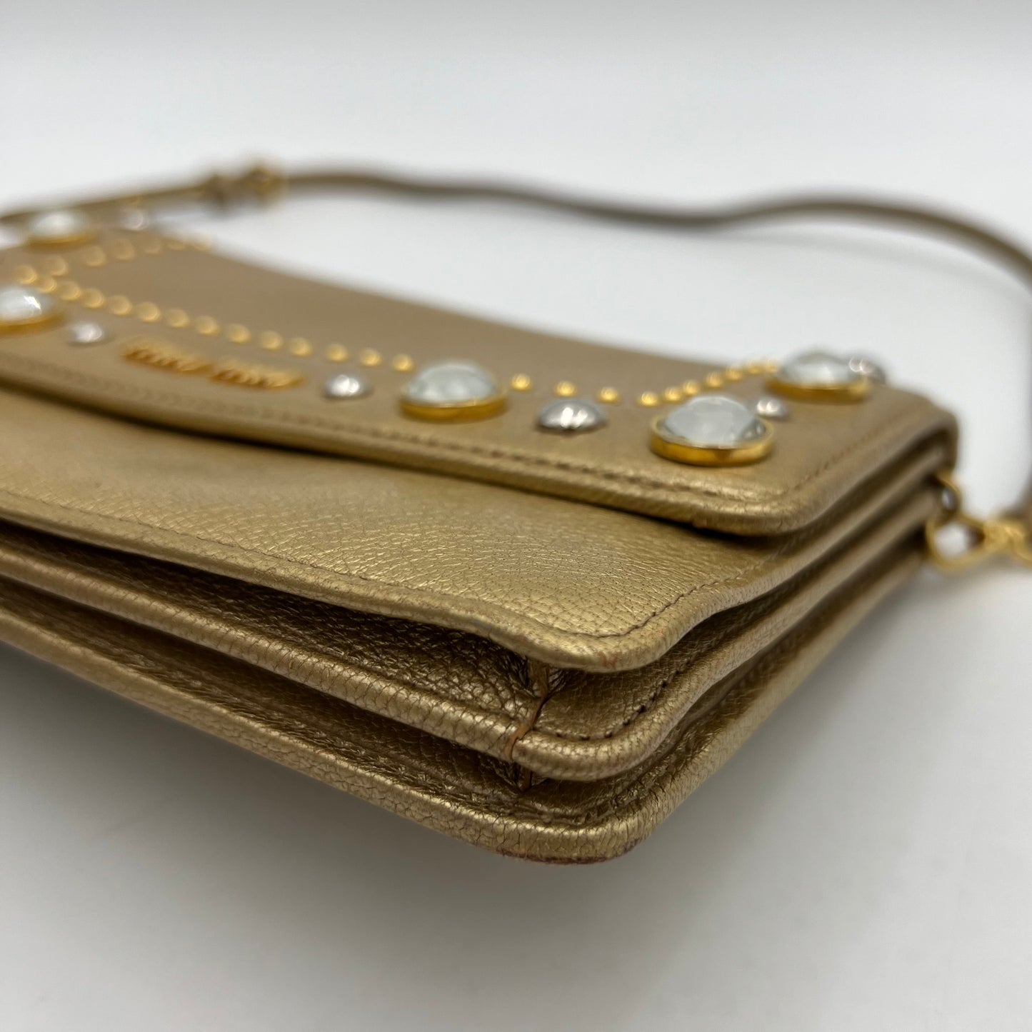 Miu Miu Crystal Gold Wallet Bag