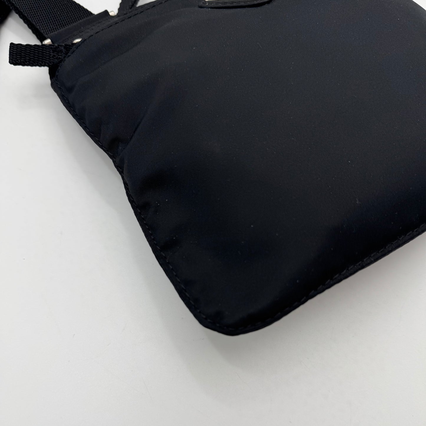 Prada Black Nylon Flat Small Messenger Crossbody