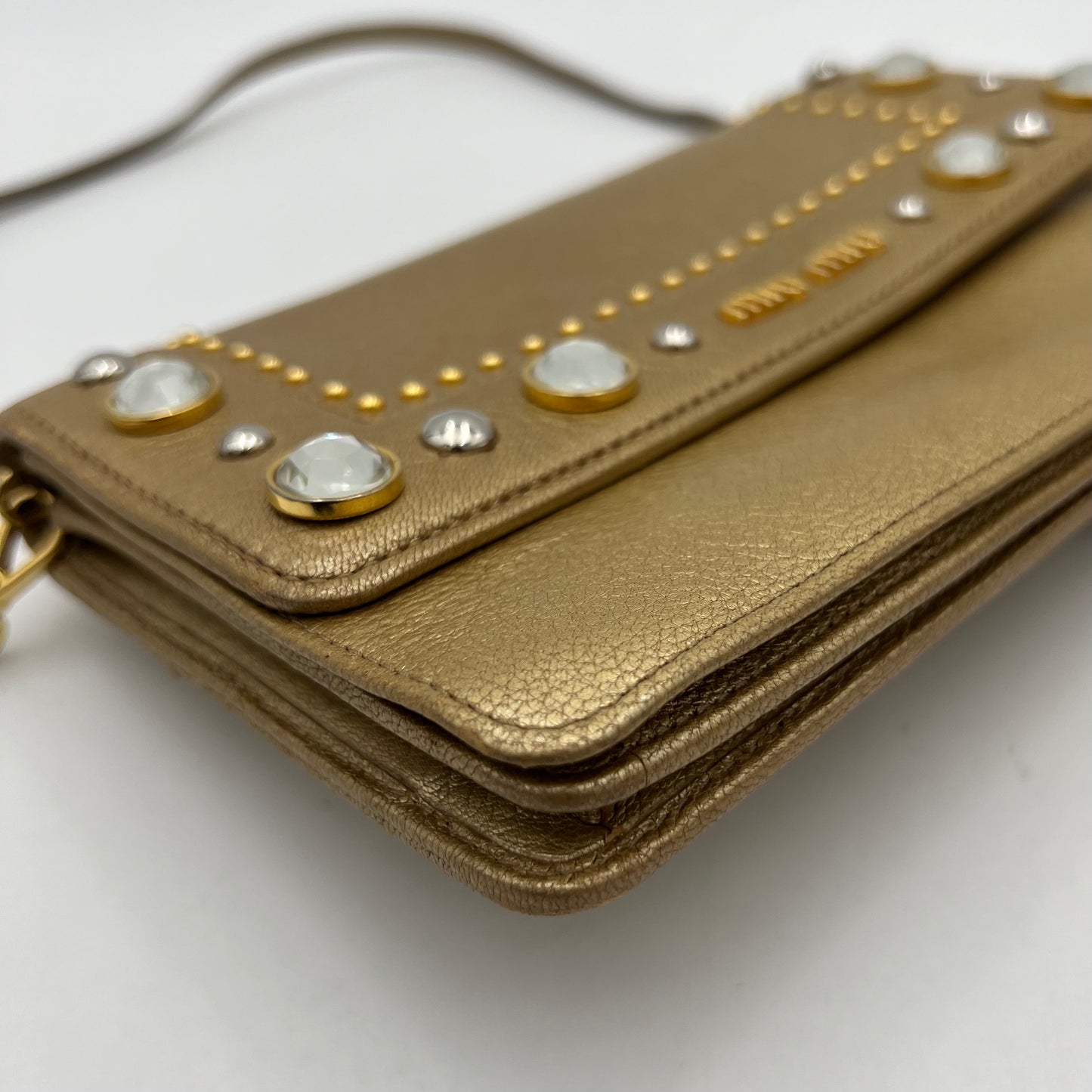 Miu Miu Crystal Gold Wallet Bag