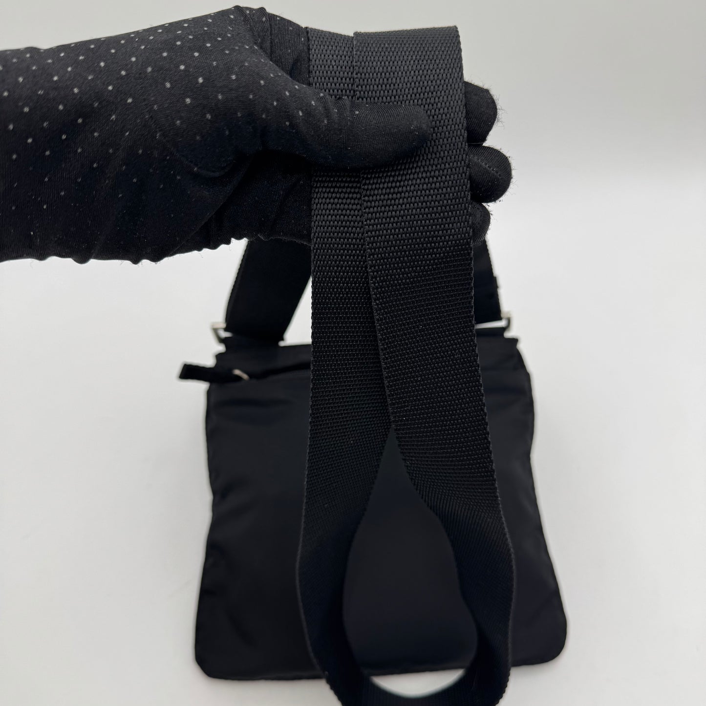 Prada Black Nylon Flat Small Messenger Crossbody
