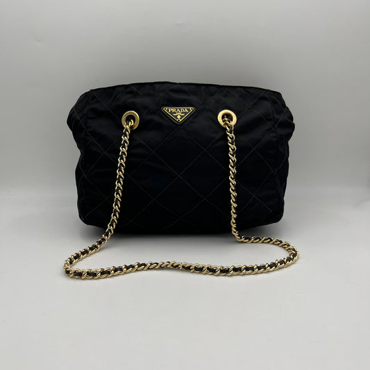 Prada Black Quilted Nylon Chain Bag