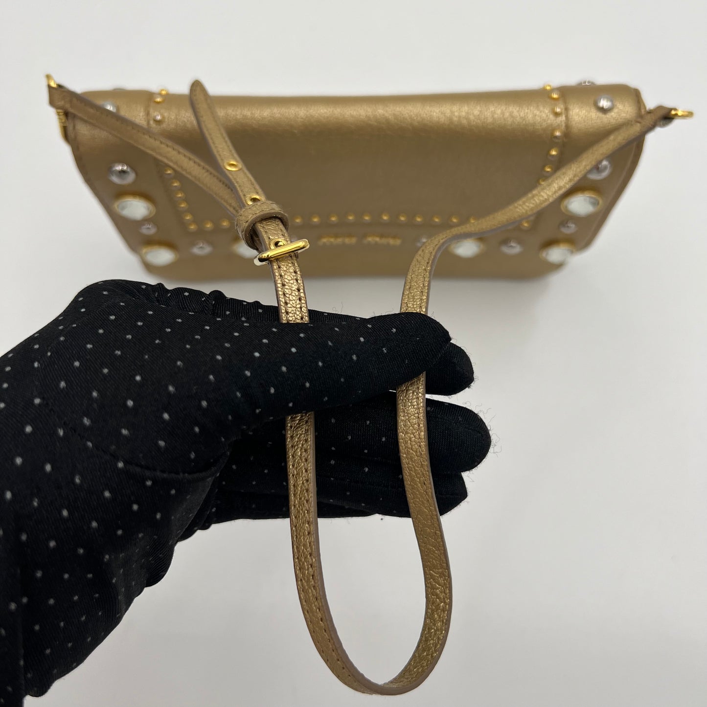 Miu Miu Crystal Gold Wallet Bag