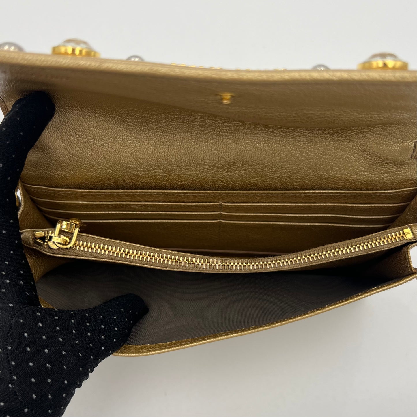 Miu Miu Crystal Gold Wallet Bag