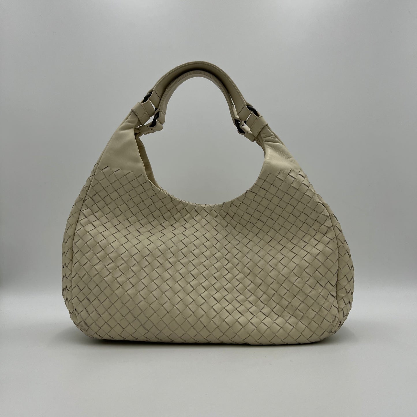Bottega Veneta White Intrecciato Leather Campana Hobo Bag