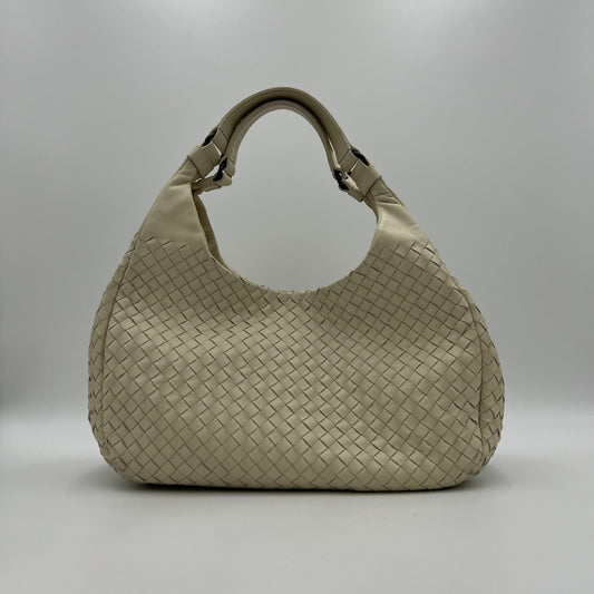 Bottega Veneta White Intrecciato Leather Campana Hobo Bag