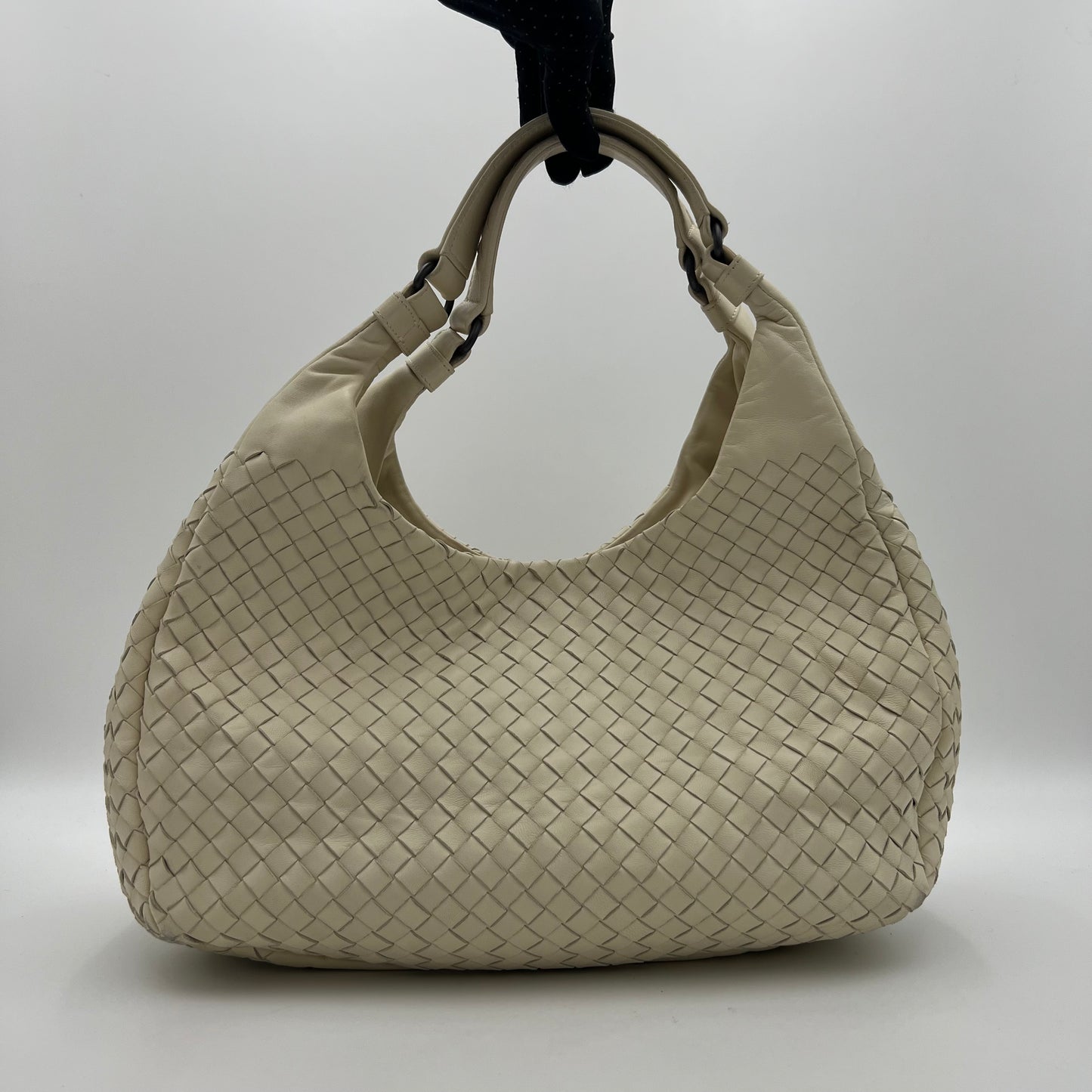 Bottega Veneta White Intrecciato Leather Campana Hobo Bag