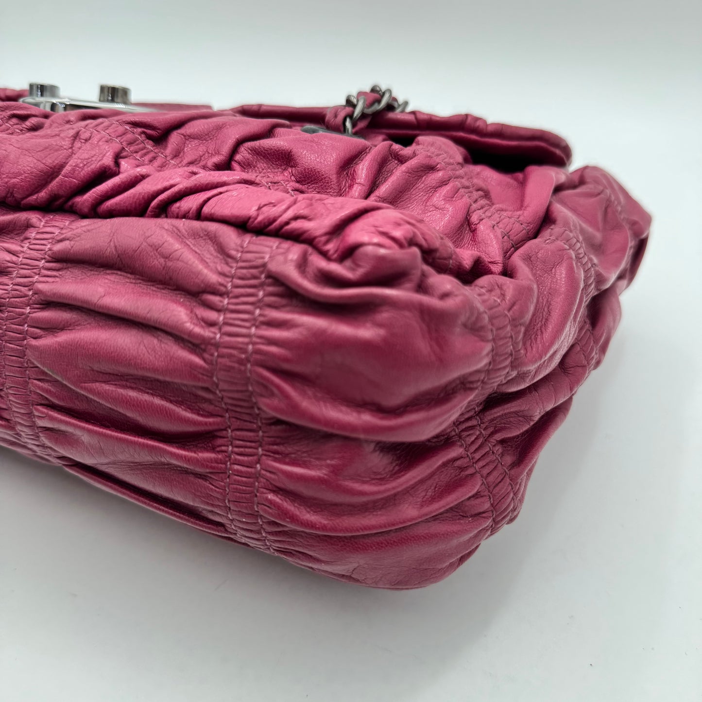 Prada Pink Nappa Gaufre Flap Chain Shoulder Bag