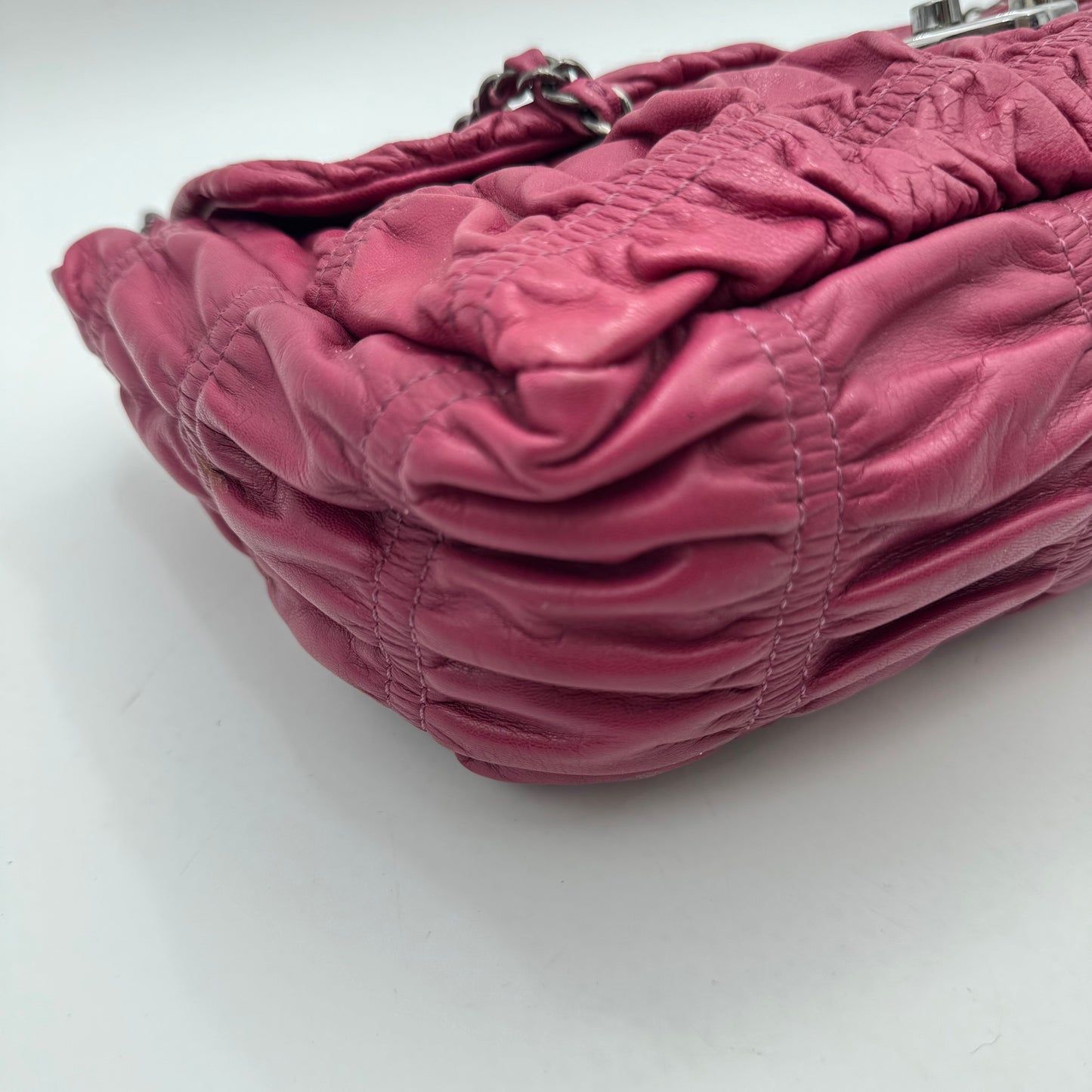 Prada Pink Nappa Gaufre Flap Chain Shoulder Bag