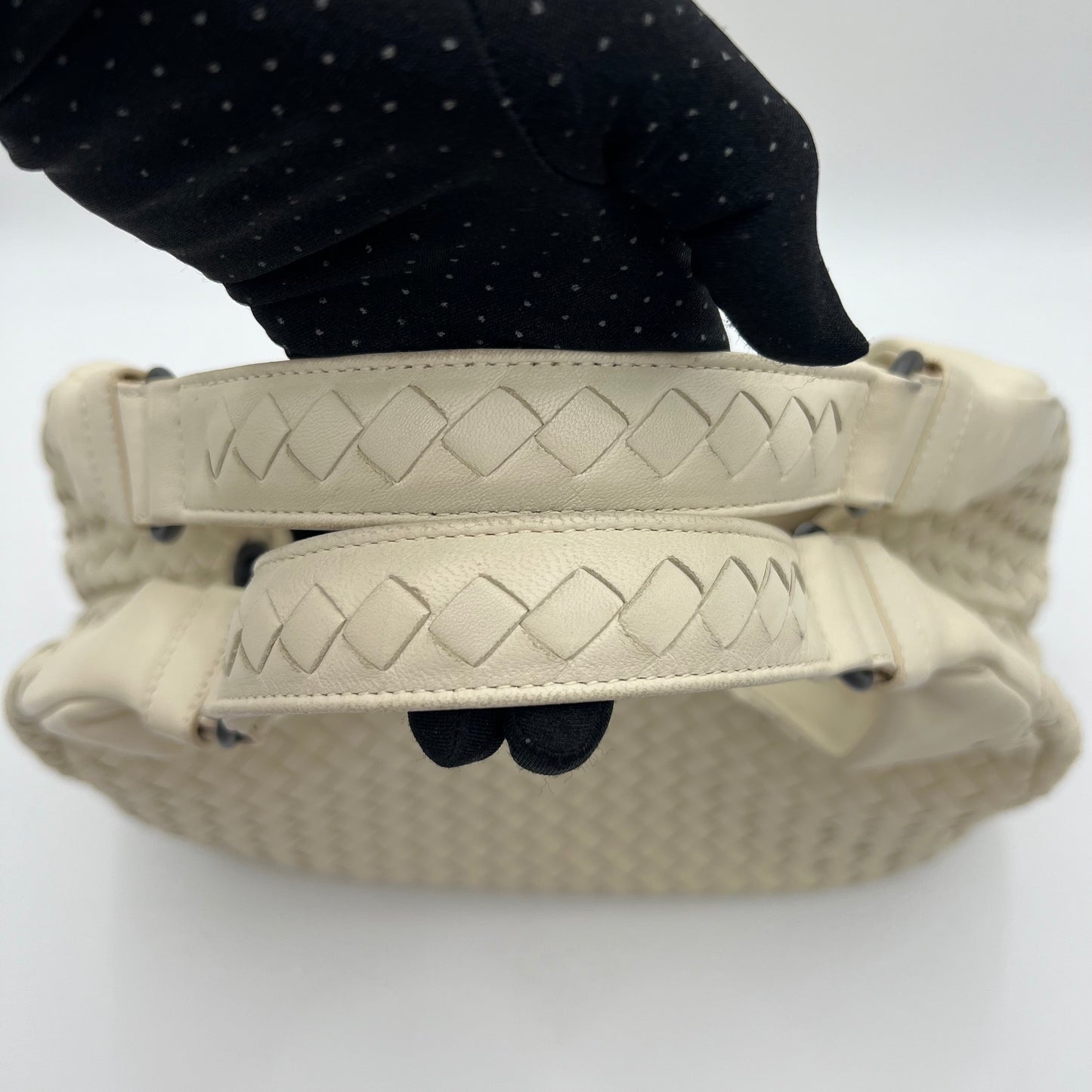 Bottega Veneta White Intrecciato Leather Campana Hobo Bag