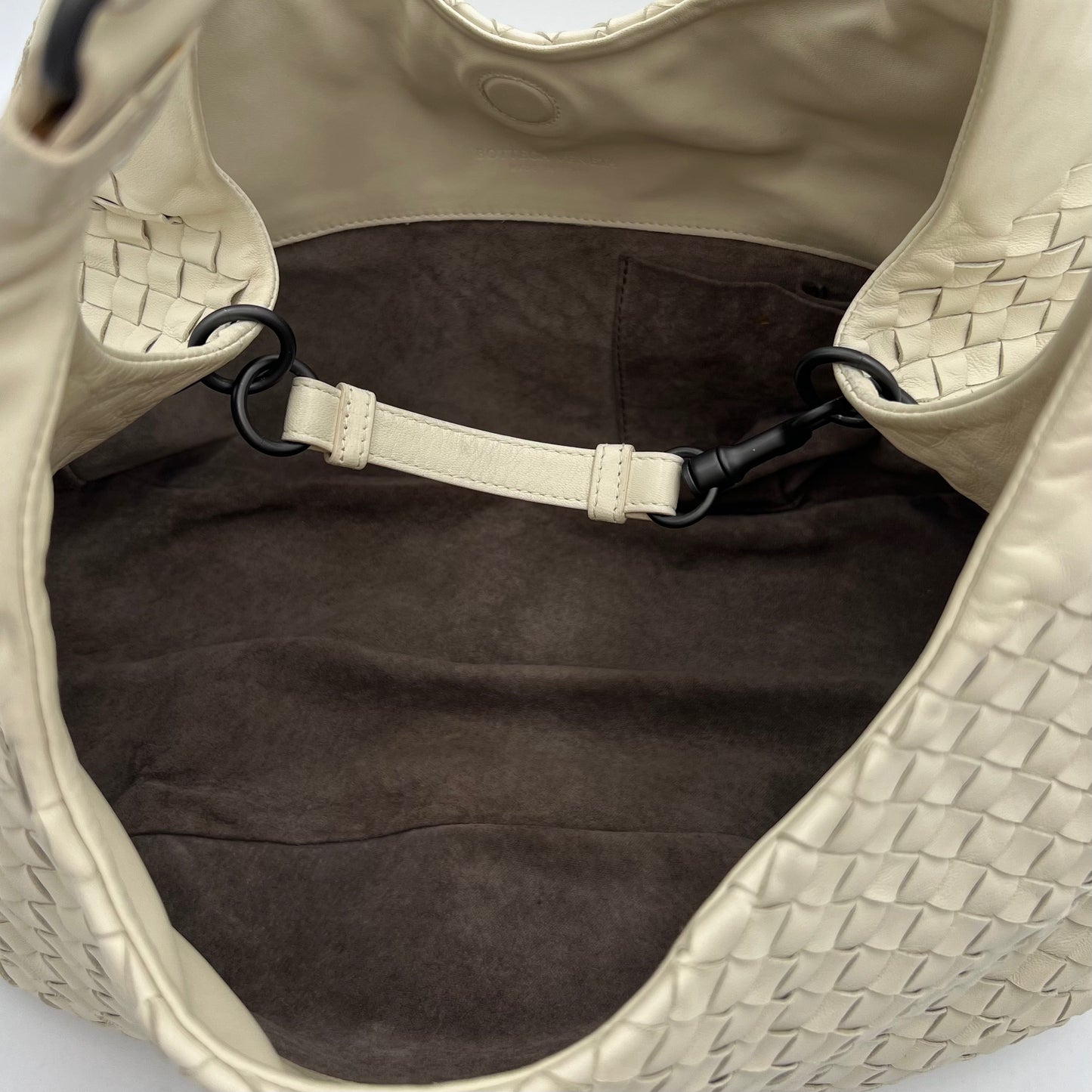 Bottega Veneta White Intrecciato Leather Campana Hobo Bag