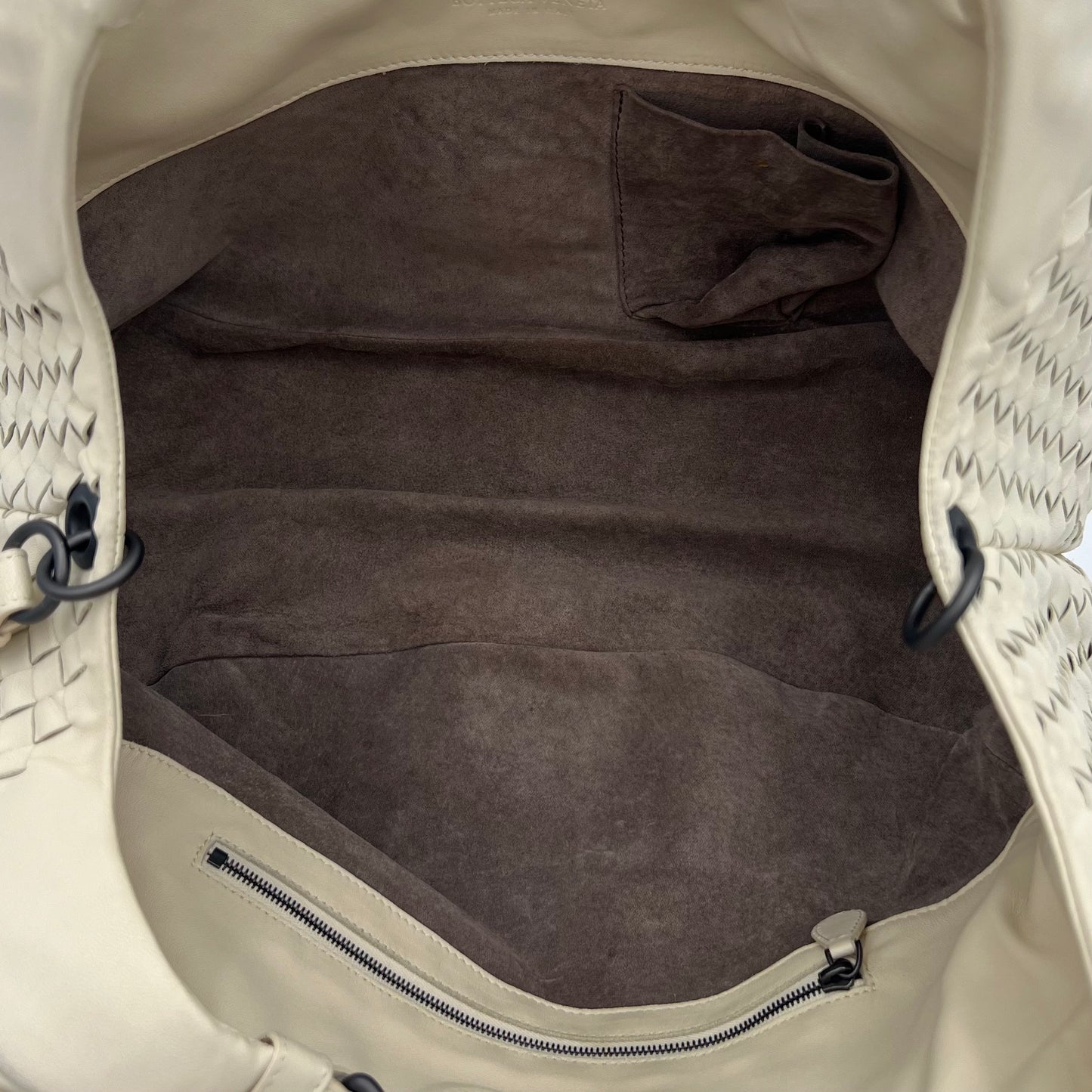 Bottega Veneta White Intrecciato Leather Campana Hobo Bag