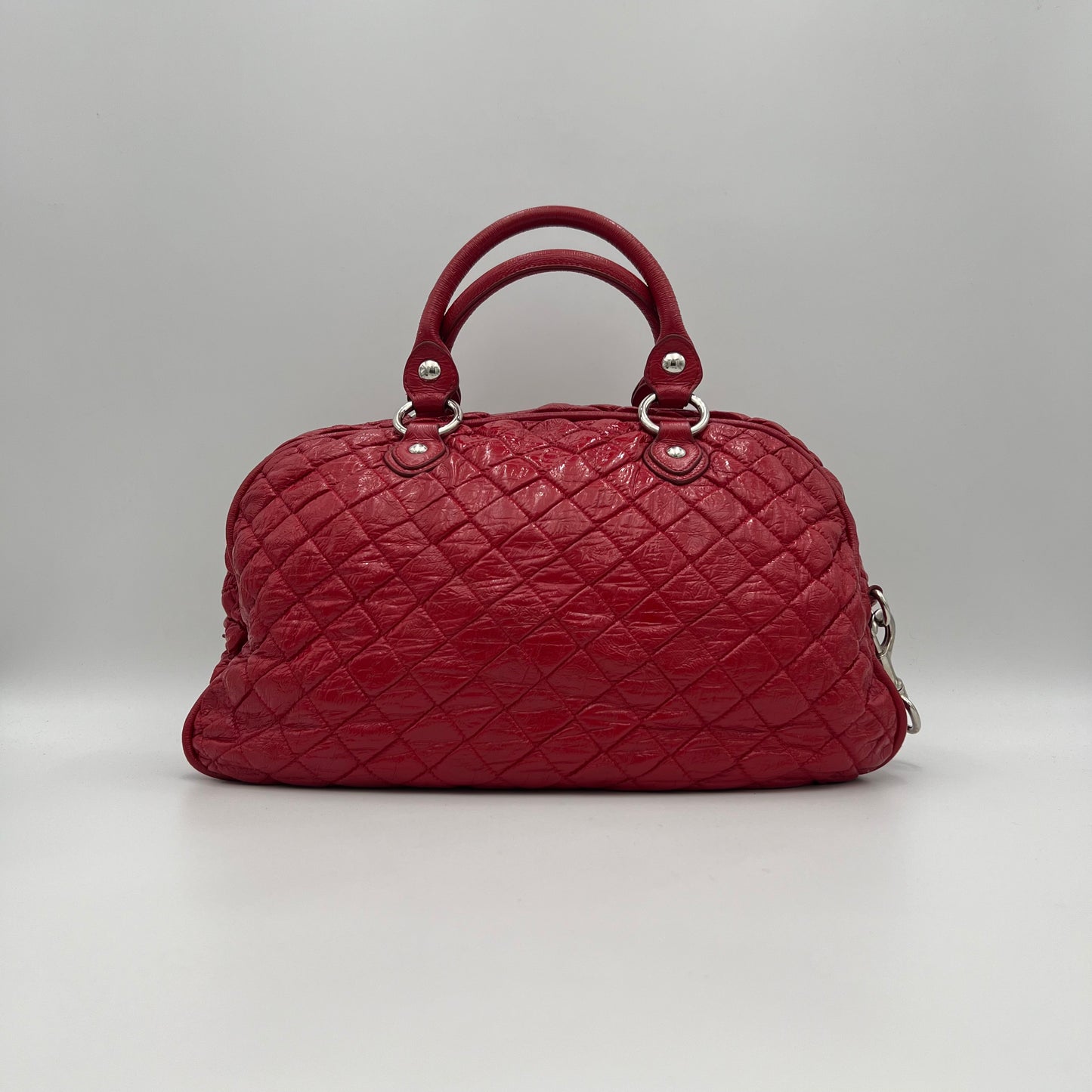Miu Miu Red Matelasse Patent Leather Satchel SHW