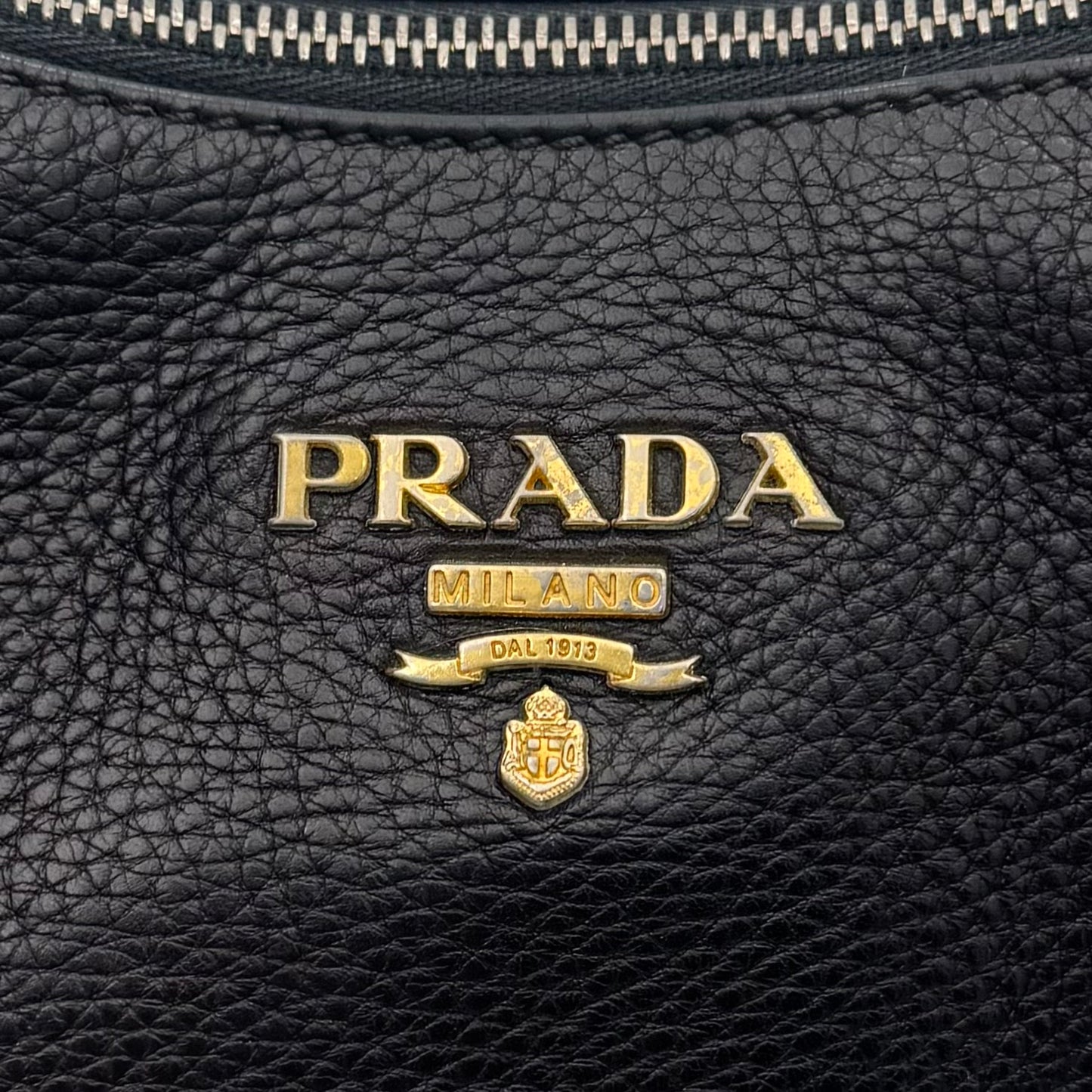 Prada Black Vitello Daino Large Hobo Bag
