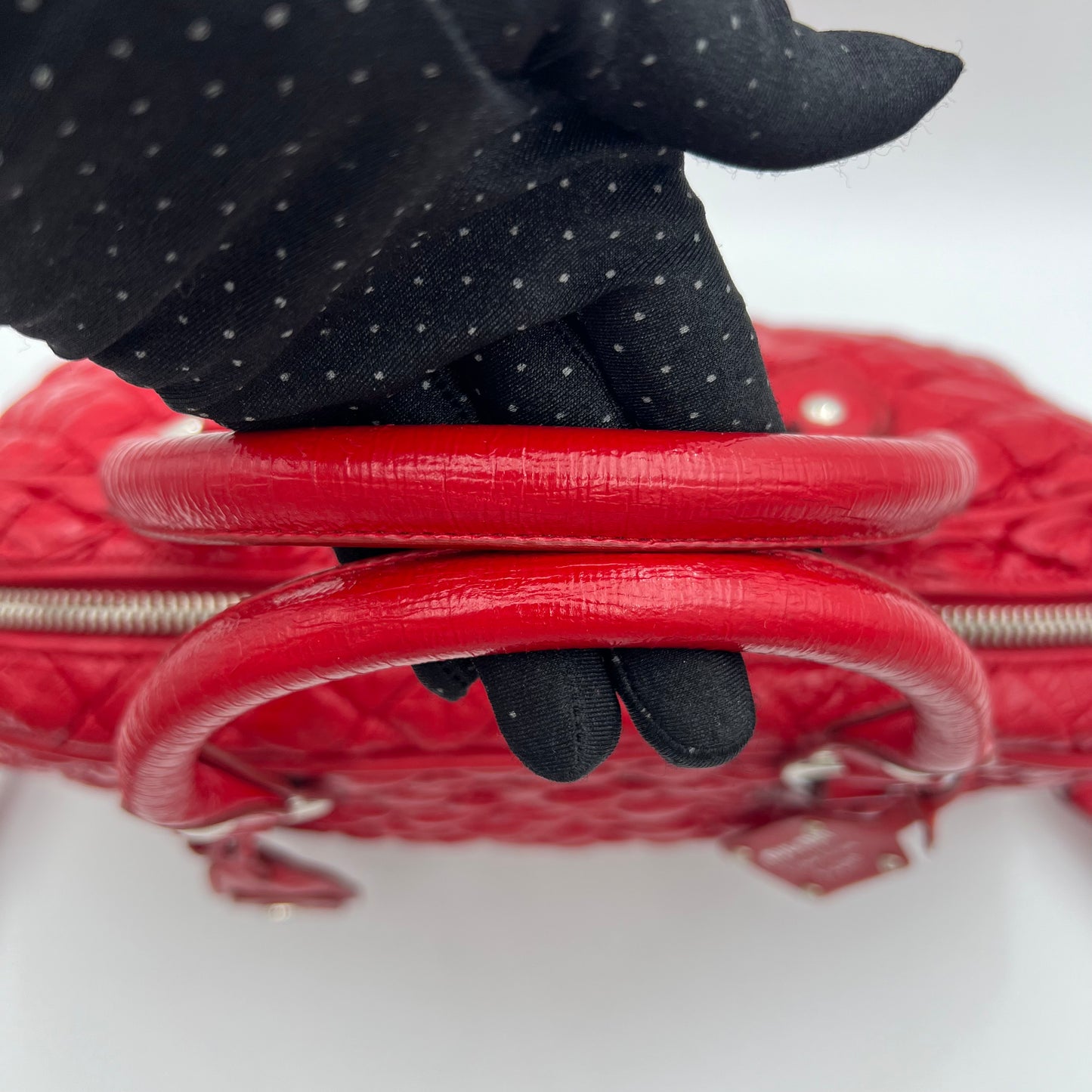 Miu Miu Red Matelasse Patent Leather Satchel SHW