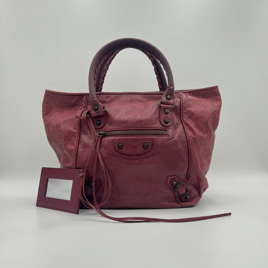 Balenciaga Raspberry Leather The City Tote Handbag