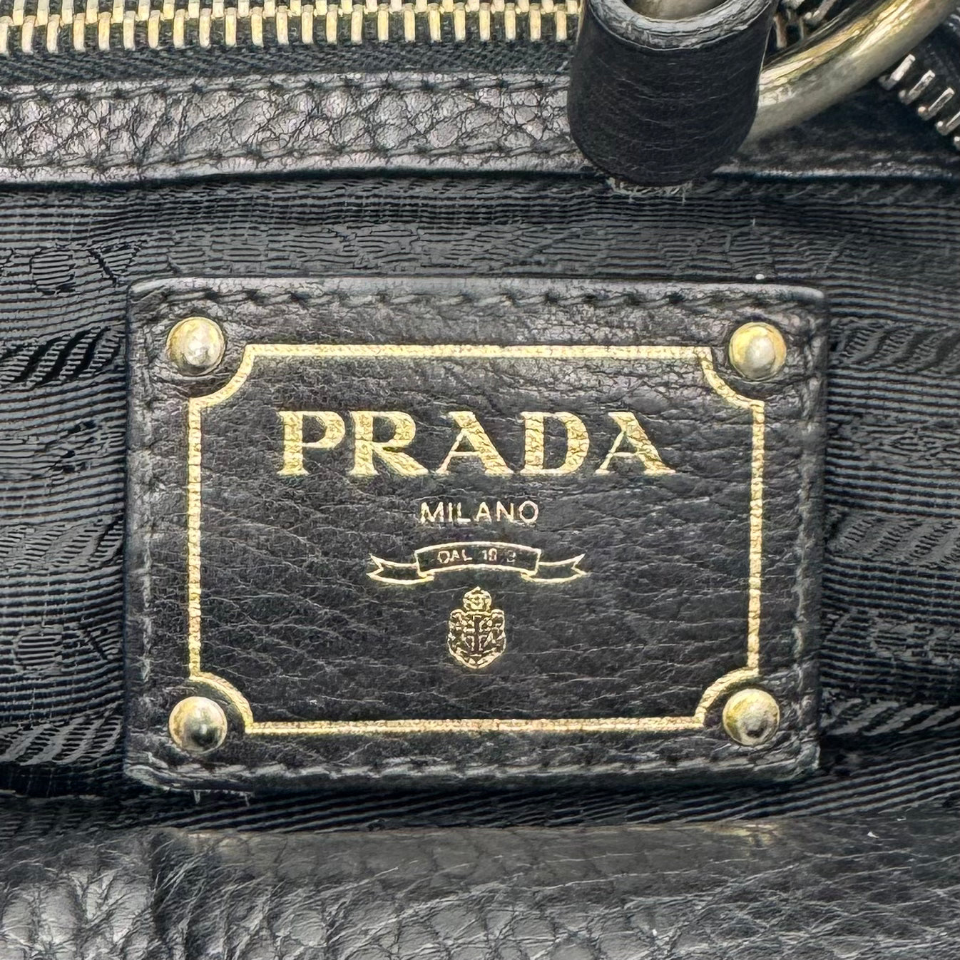 Prada Black Vitello Daino Large Hobo Bag