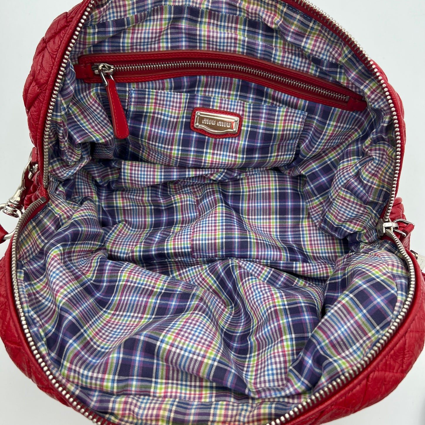 Miu Miu Red Matelasse Patent Leather Satchel SHW