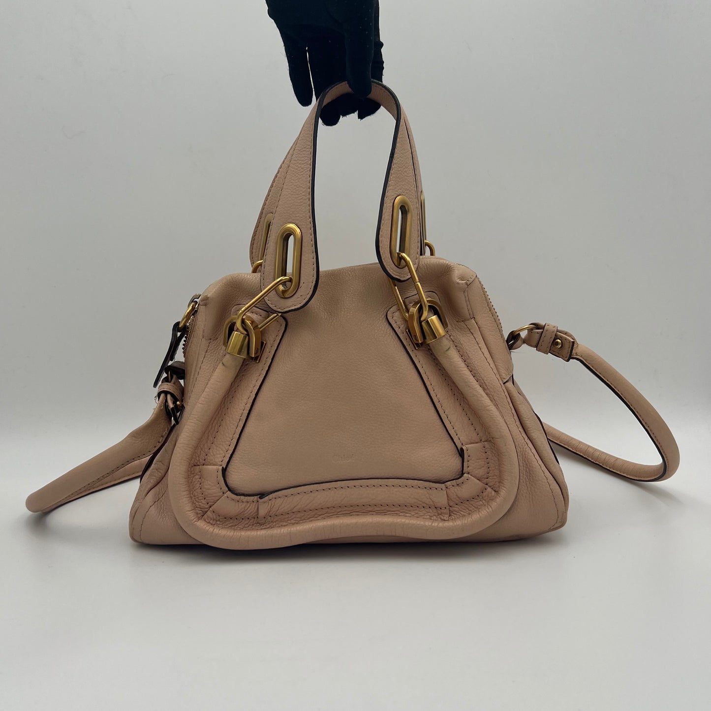 Chloe Beige Pink Leather Small Paraty Two-Way Bag