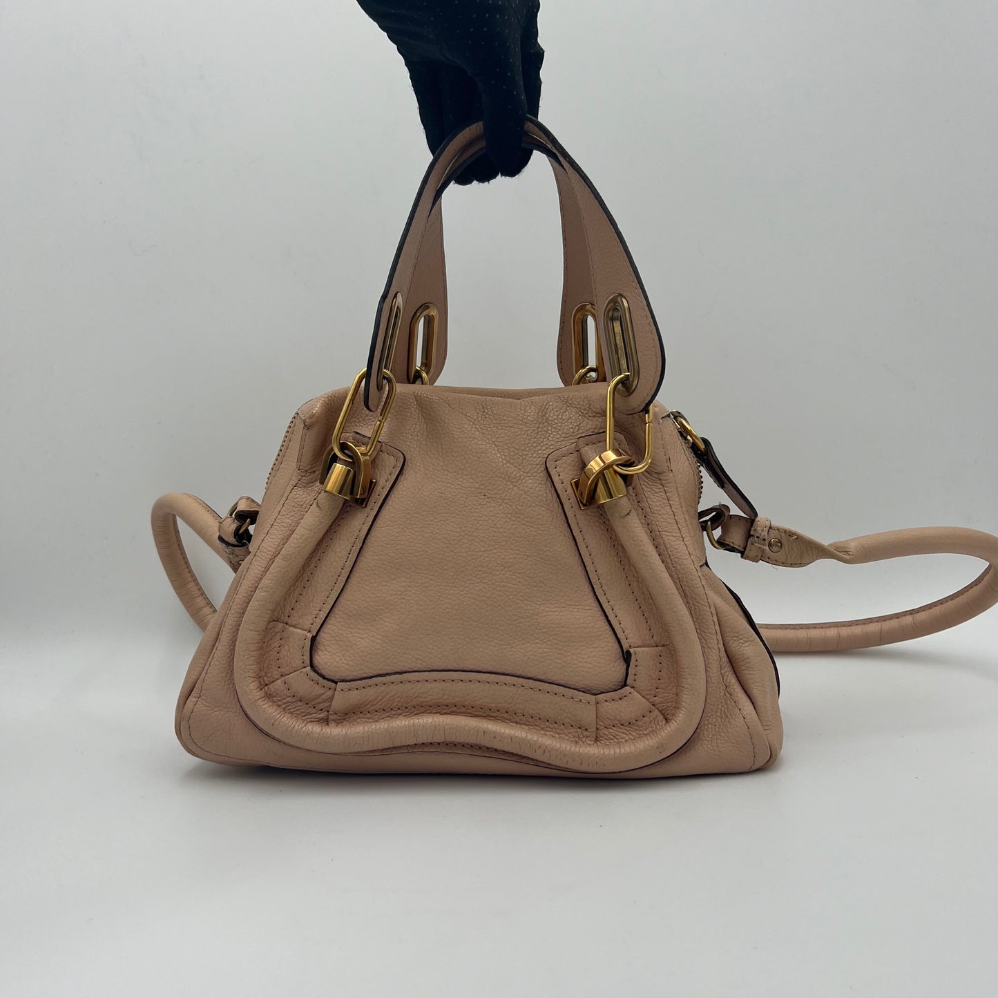 Chloe Beige Pink Leather Small Paraty Two-Way Bag