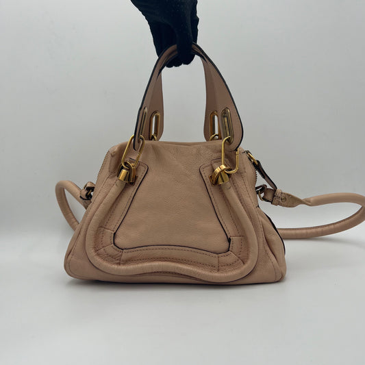 Chloe Beige Pink Leather Small Paraty Two-Way Bag