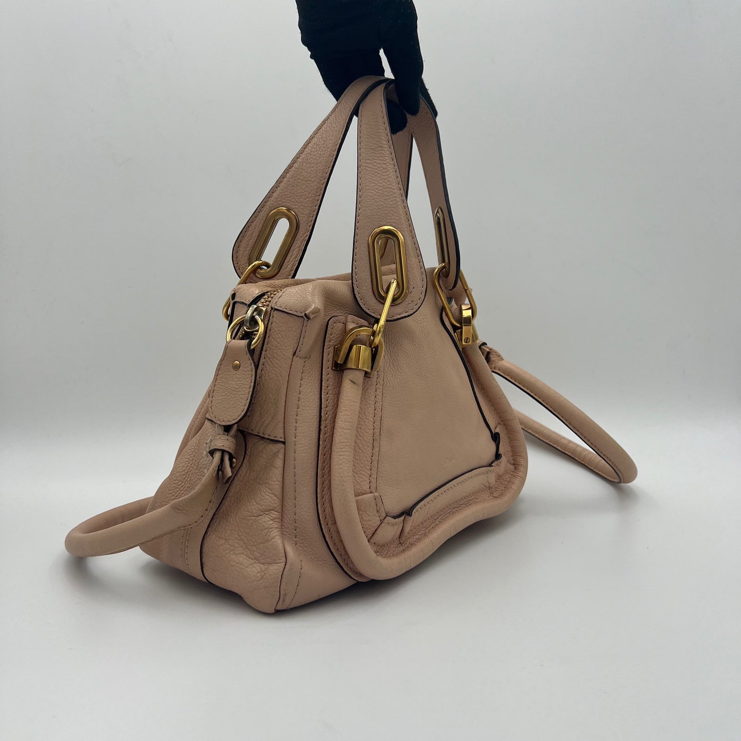 Chloe Beige Pink Leather Small Paraty Two-Way Bag