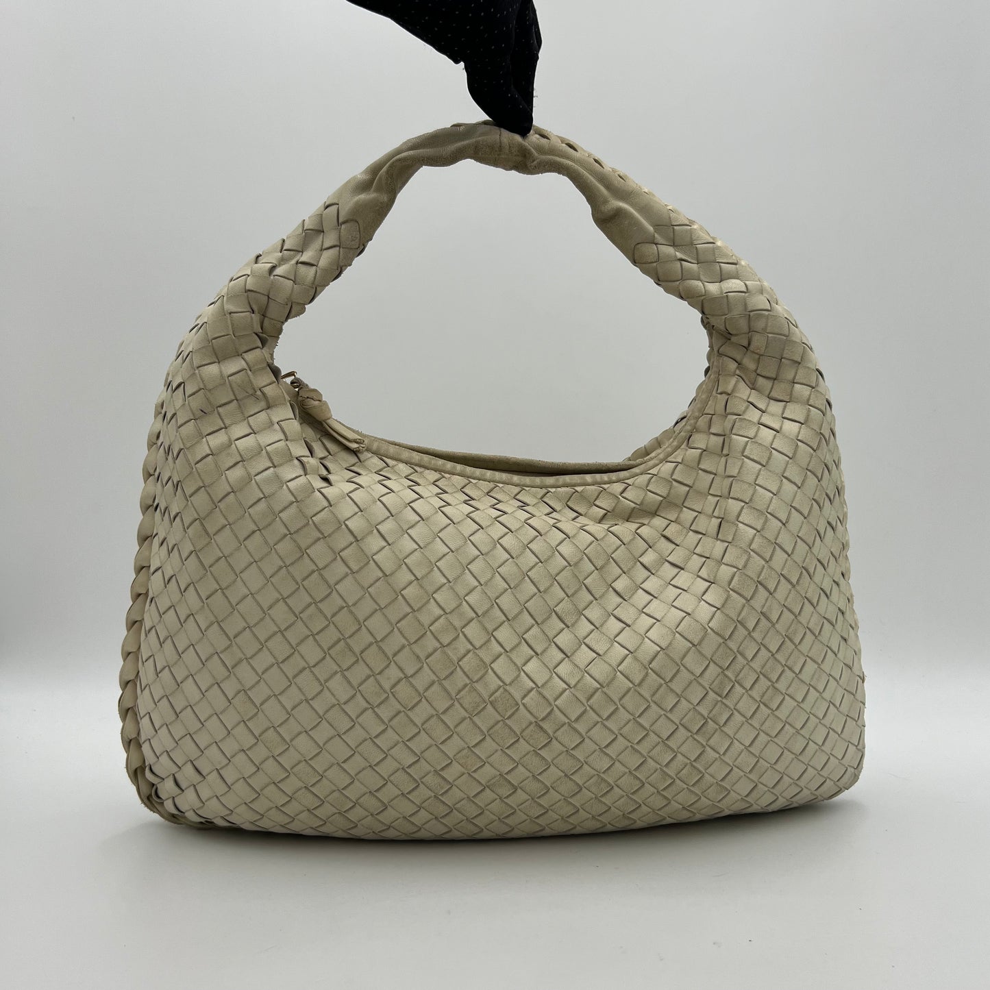 Bottega Veneta White Intrecciato Hobo Bag