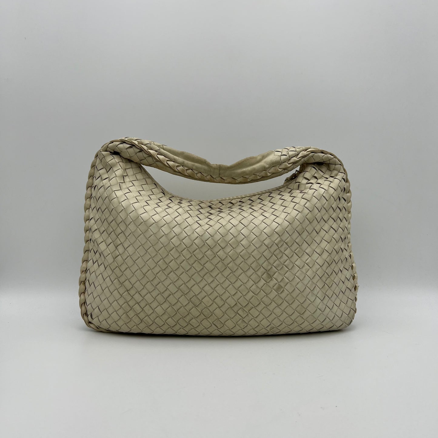 Bottega Veneta White Intrecciato Hobo Bag