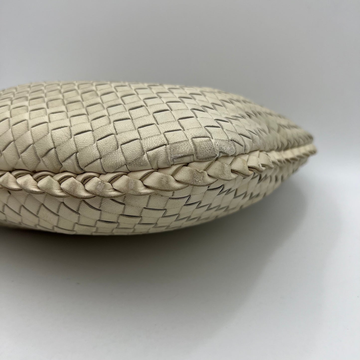 Bottega Veneta White Intrecciato Hobo Bag