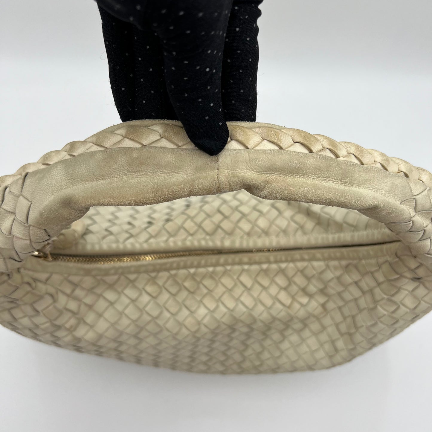 Bottega Veneta White Intrecciato Hobo Bag