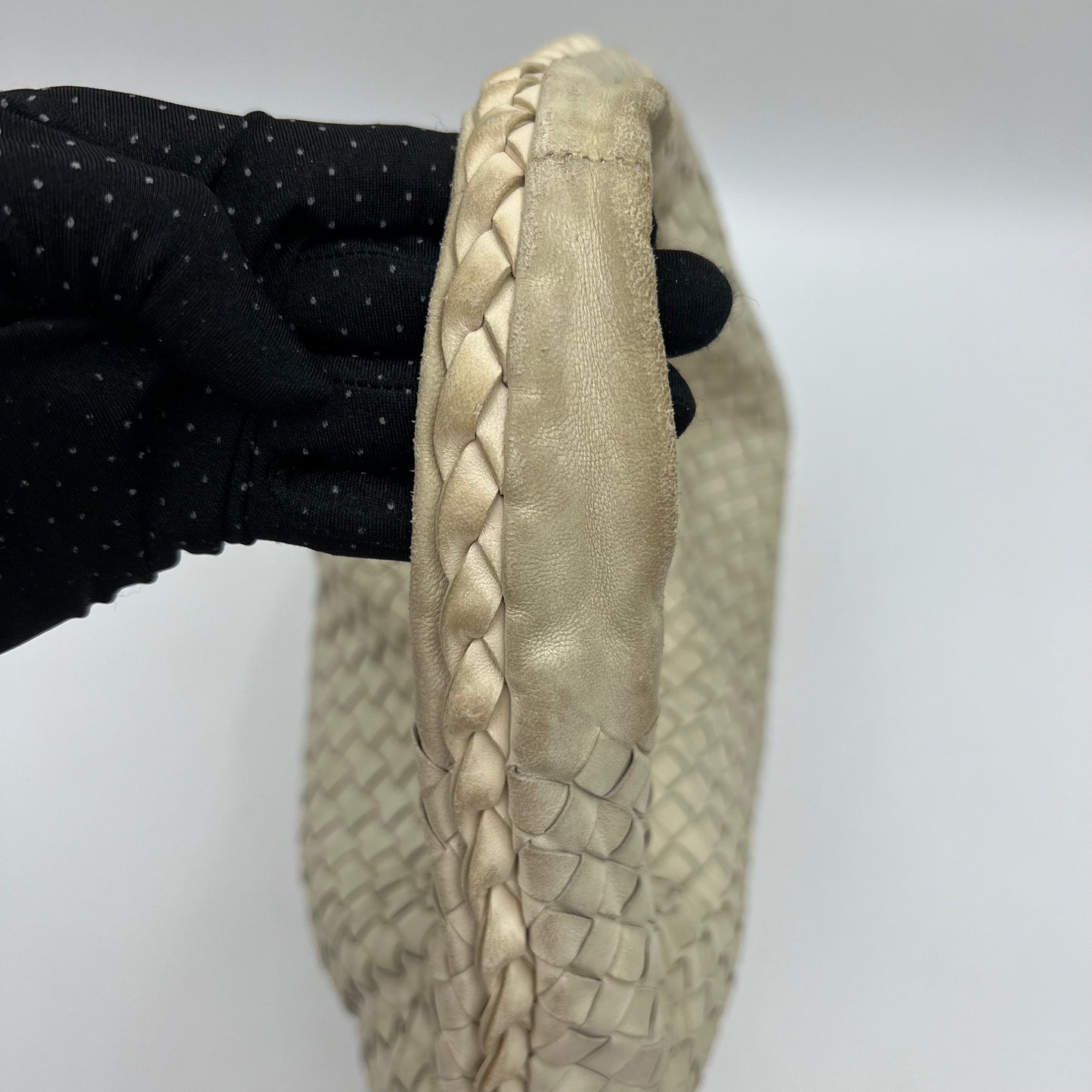 Bottega Veneta White Intrecciato Hobo Bag