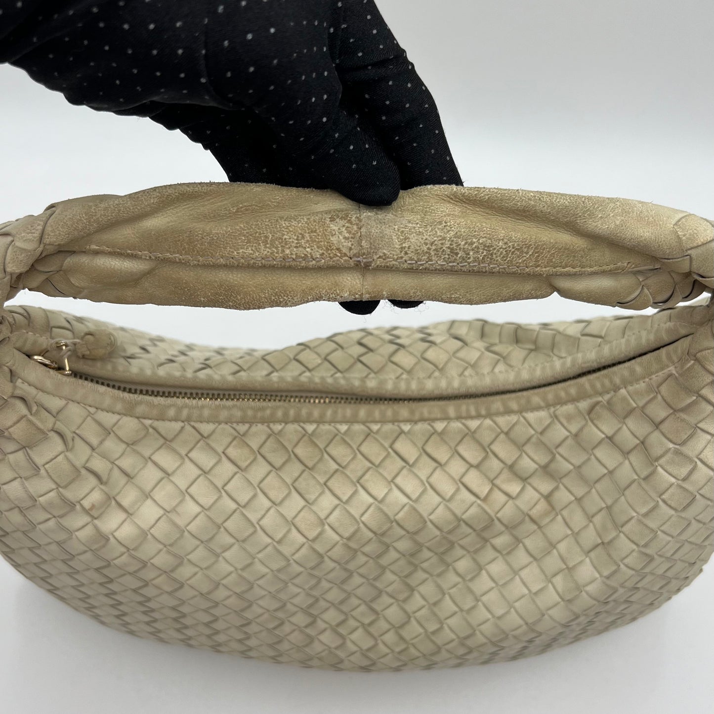 Bottega Veneta White Intrecciato Hobo Bag