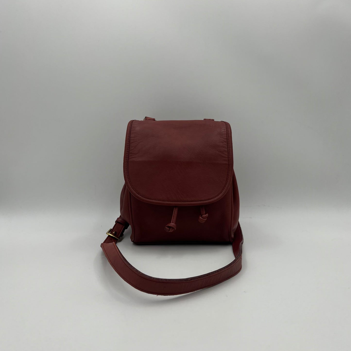 Coach Burgundy Leather Flap Drawstring Crossbody