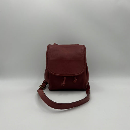 Coach Burgundy Leather Flap Drawstring Crossbody