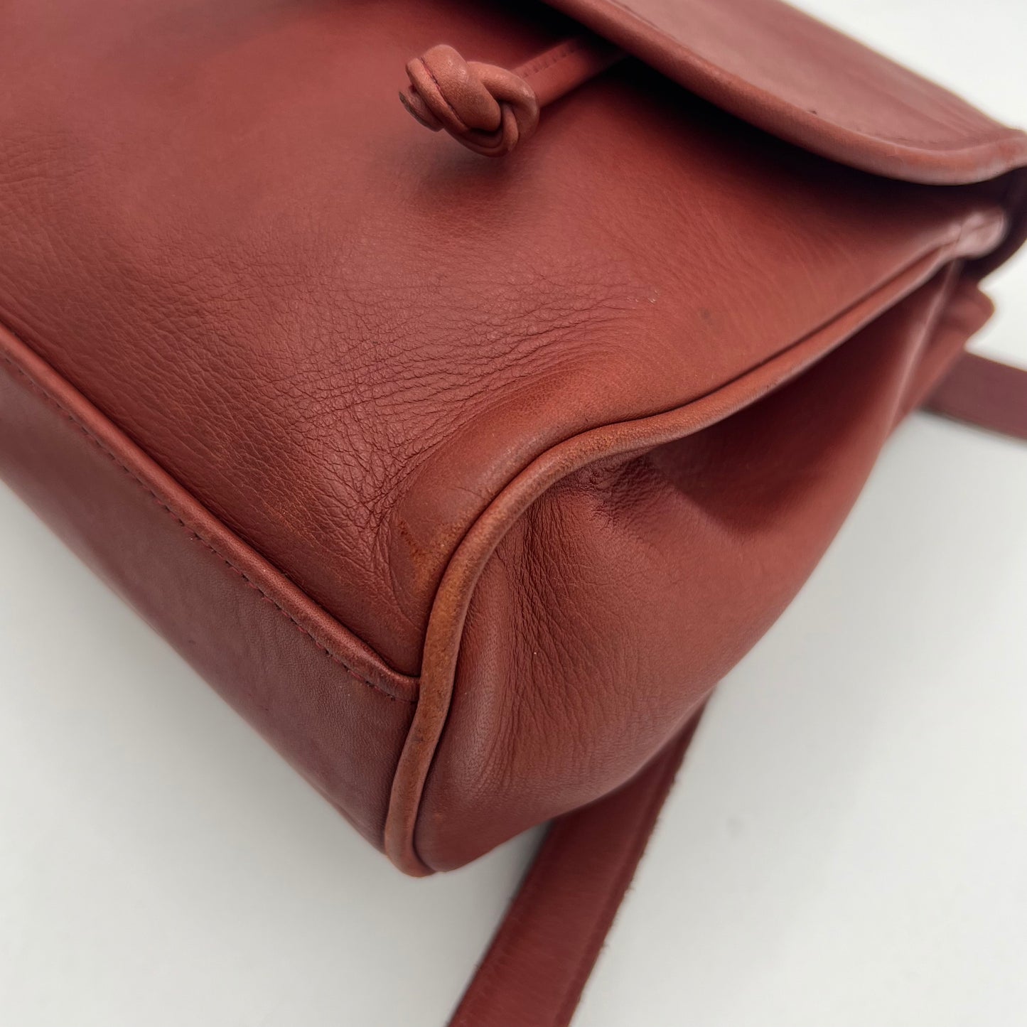 Coach Burgundy Leather Flap Drawstring Crossbody