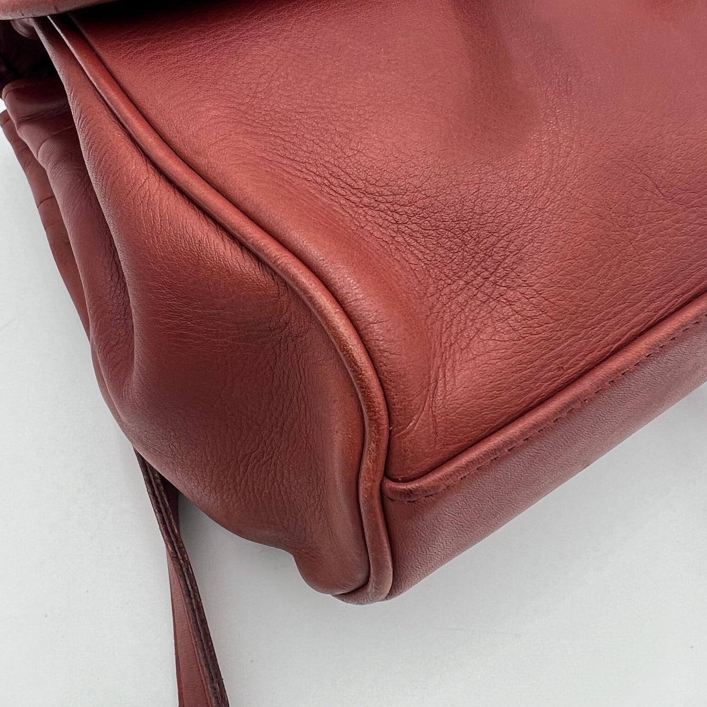 Coach Burgundy Leather Flap Drawstring Crossbody
