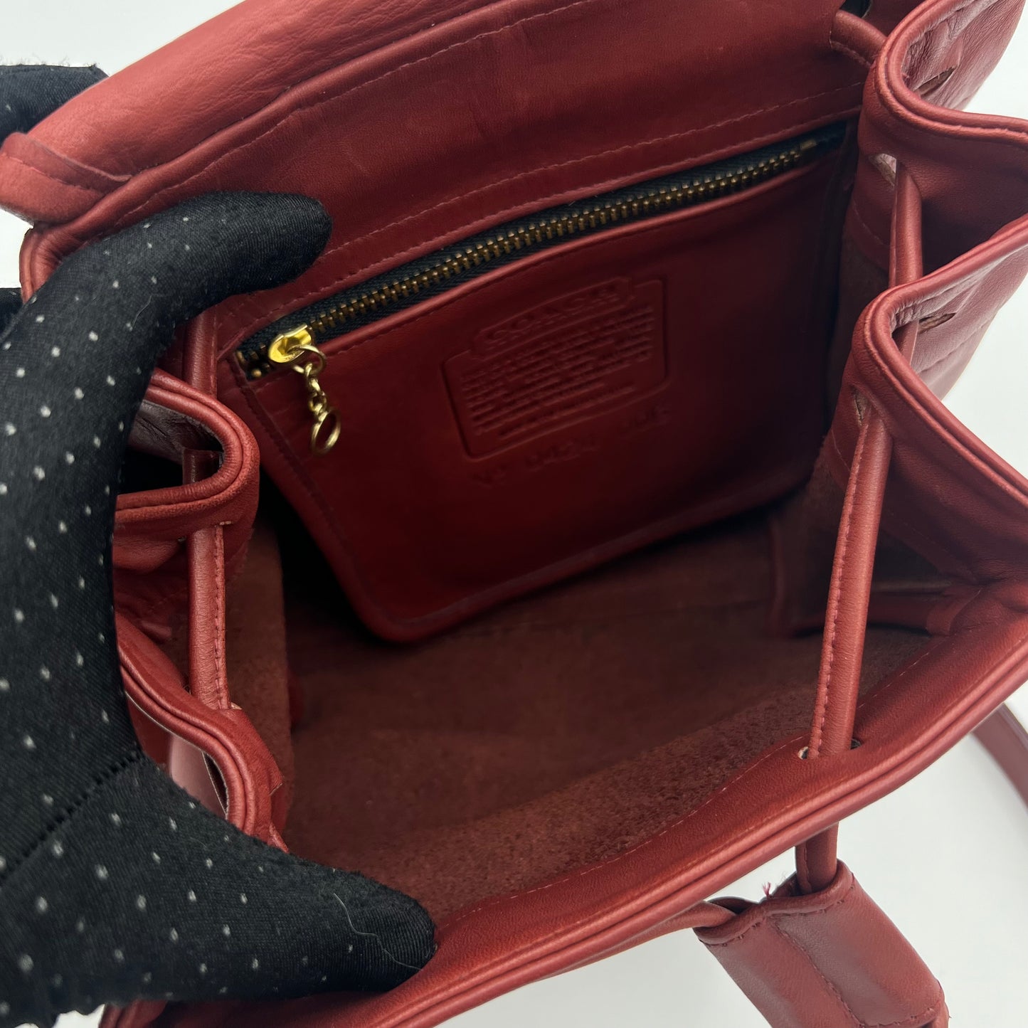 Coach Burgundy Leather Flap Drawstring Crossbody