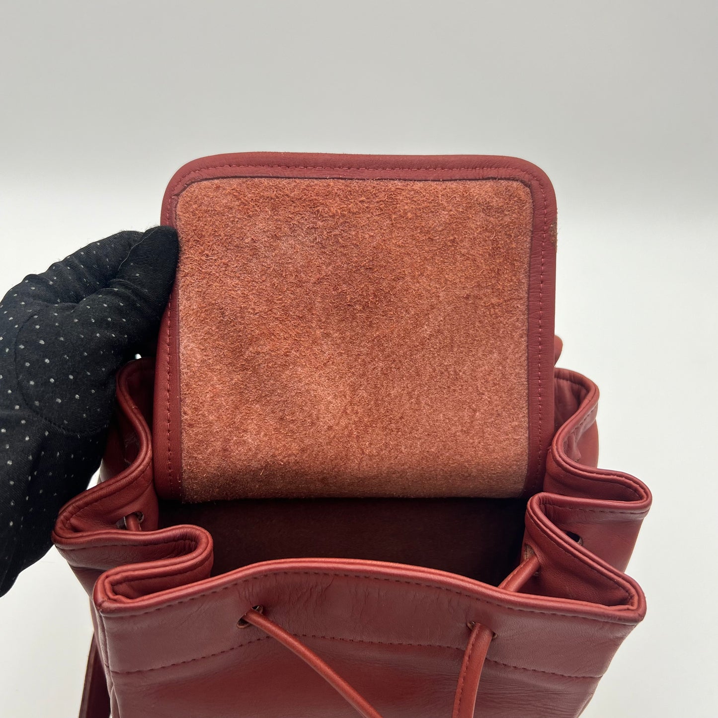 Coach Burgundy Leather Flap Drawstring Crossbody