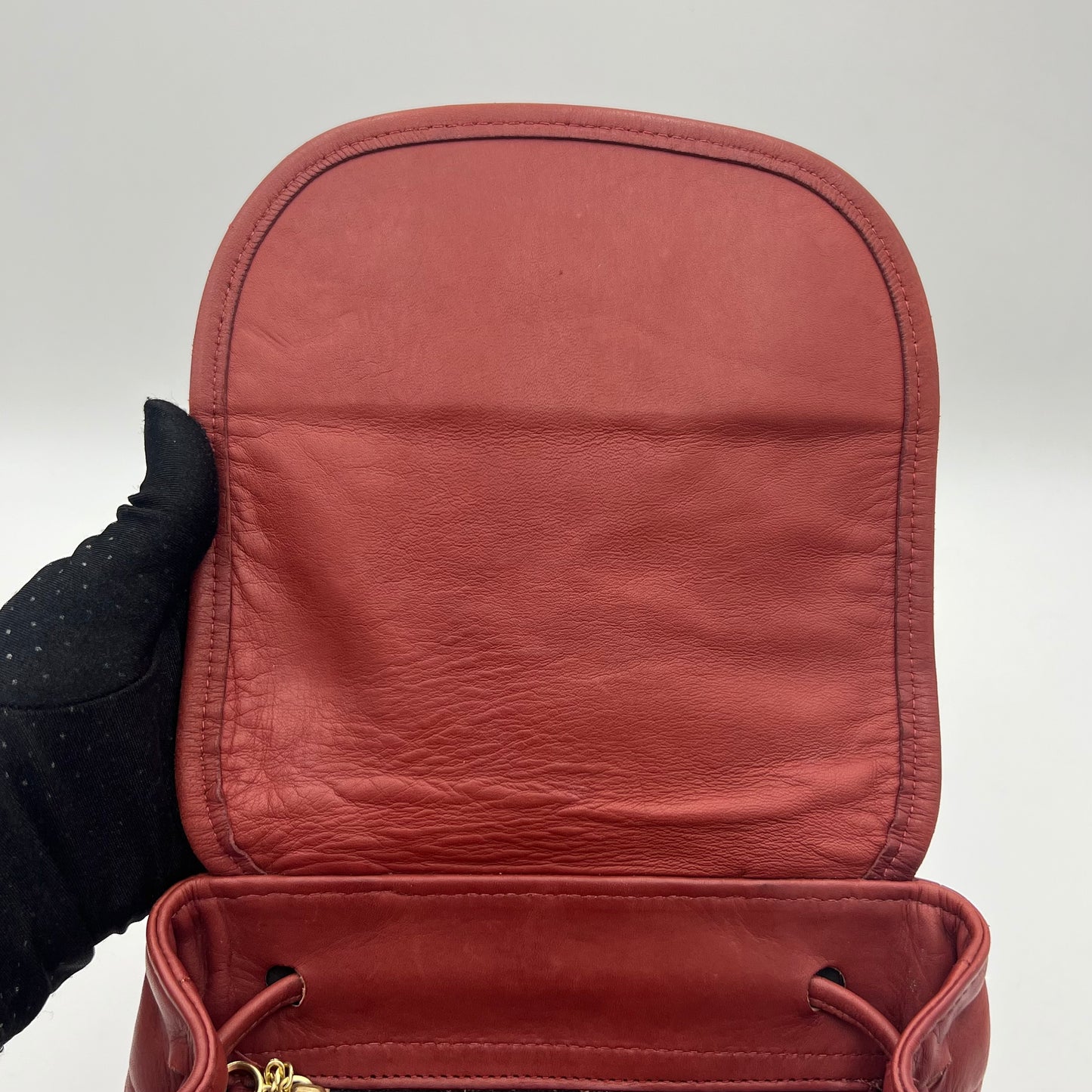 Coach Burgundy Leather Flap Drawstring Crossbody