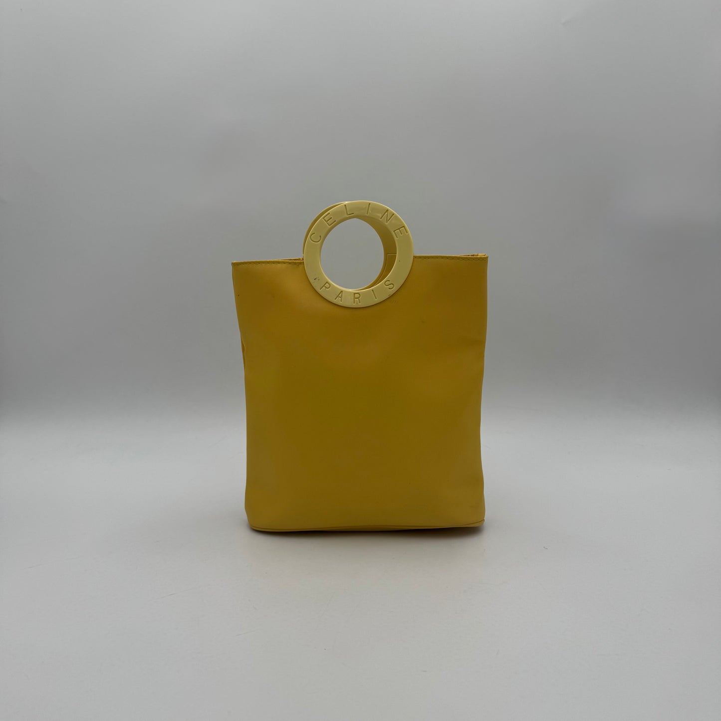 Celine Paris Yellow Nylon Round Handle Mini Tote Bag