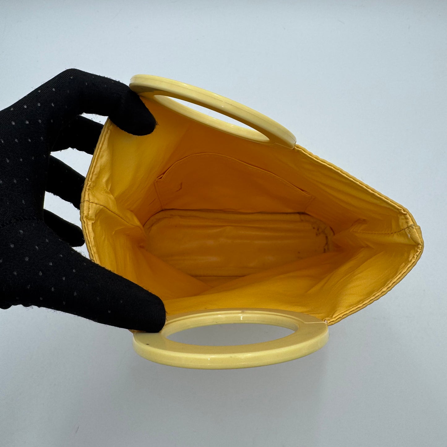 Celine Paris Yellow Nylon Round Handle Mini Tote Bag