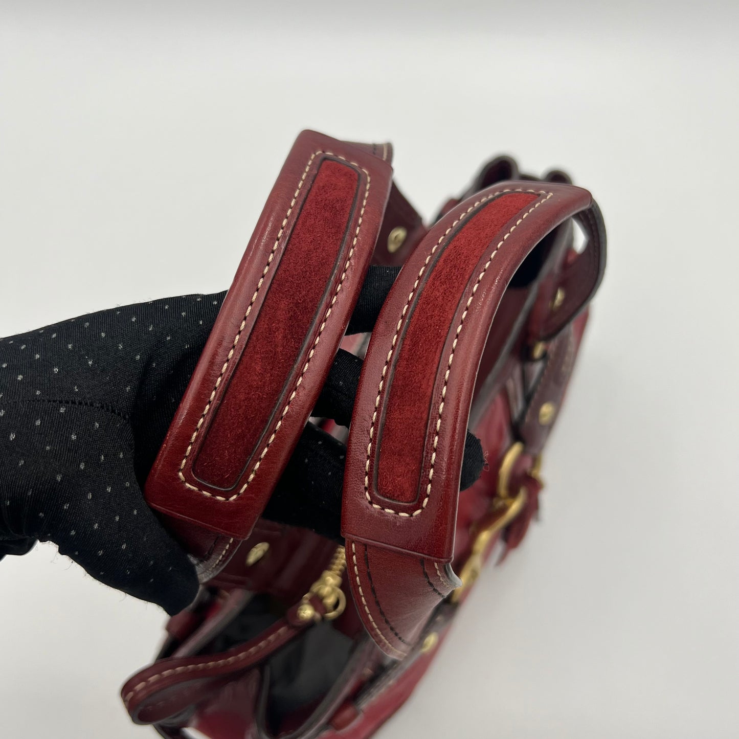 Coach Burgundy Embossed Stitched Hamptons Carryall
