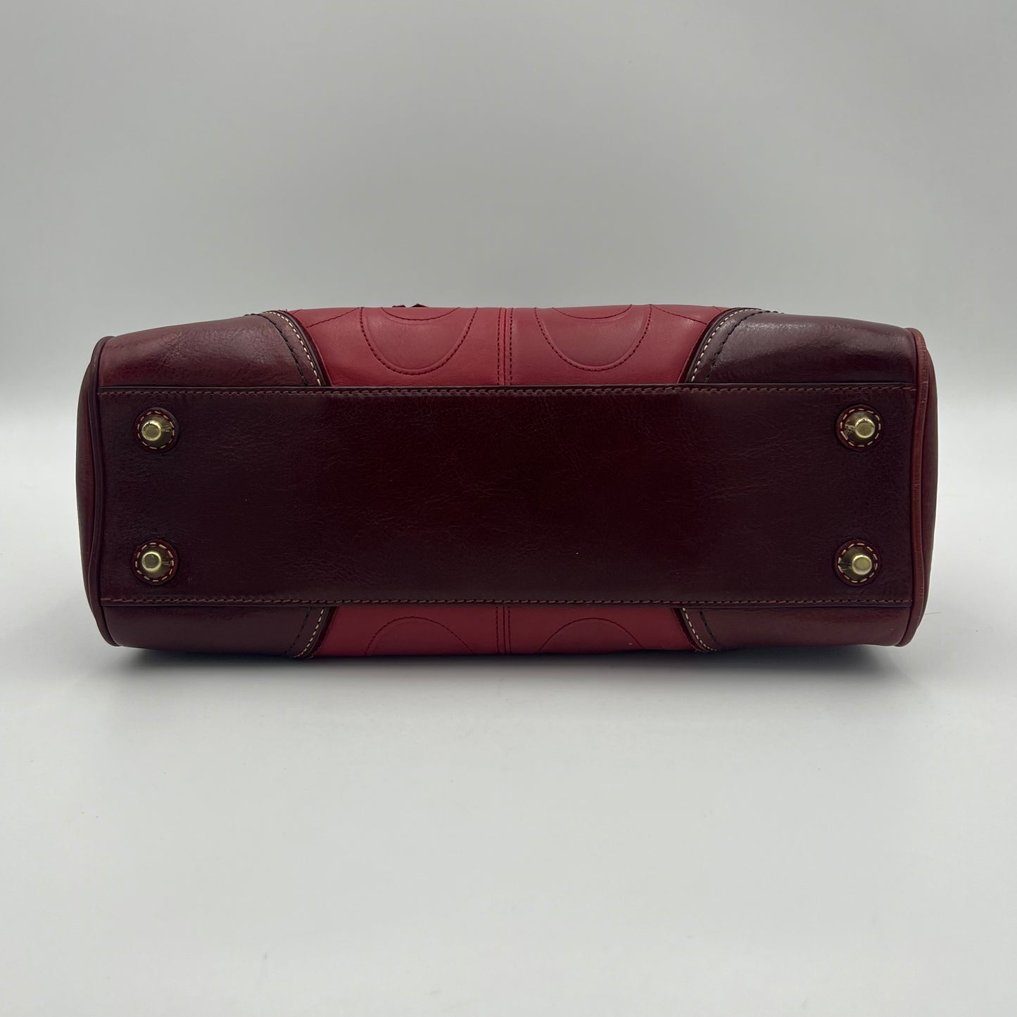 Coach Burgundy Embossed Stitched Hamptons Carryall