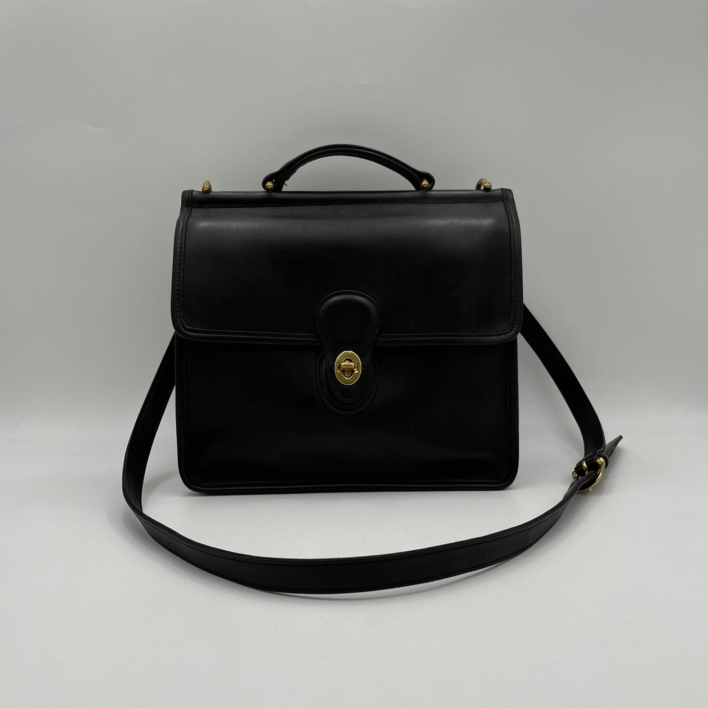 Coach Black Leather Willis Top Handle with Sling