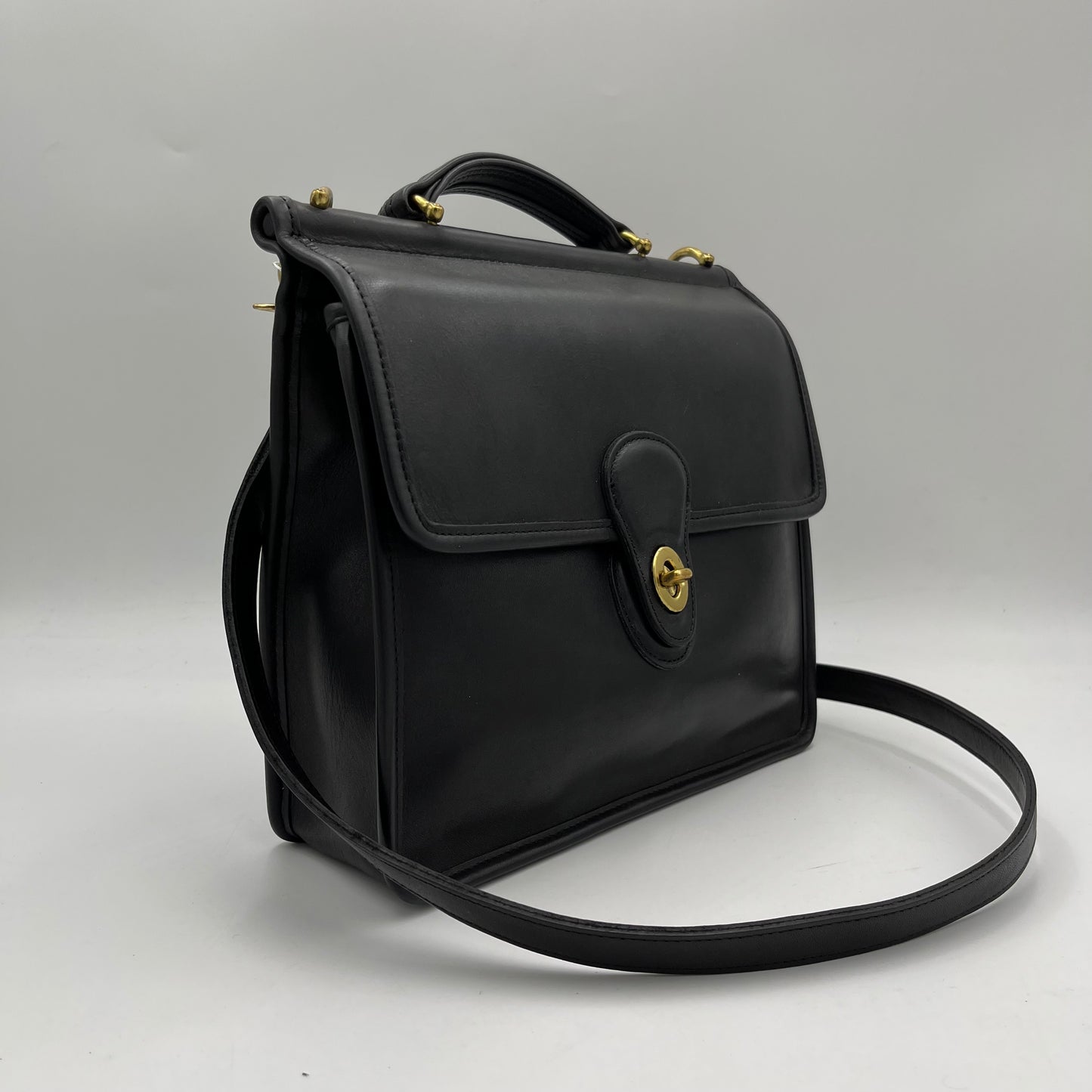 Coach Black Leather Willis Top Handle with Sling