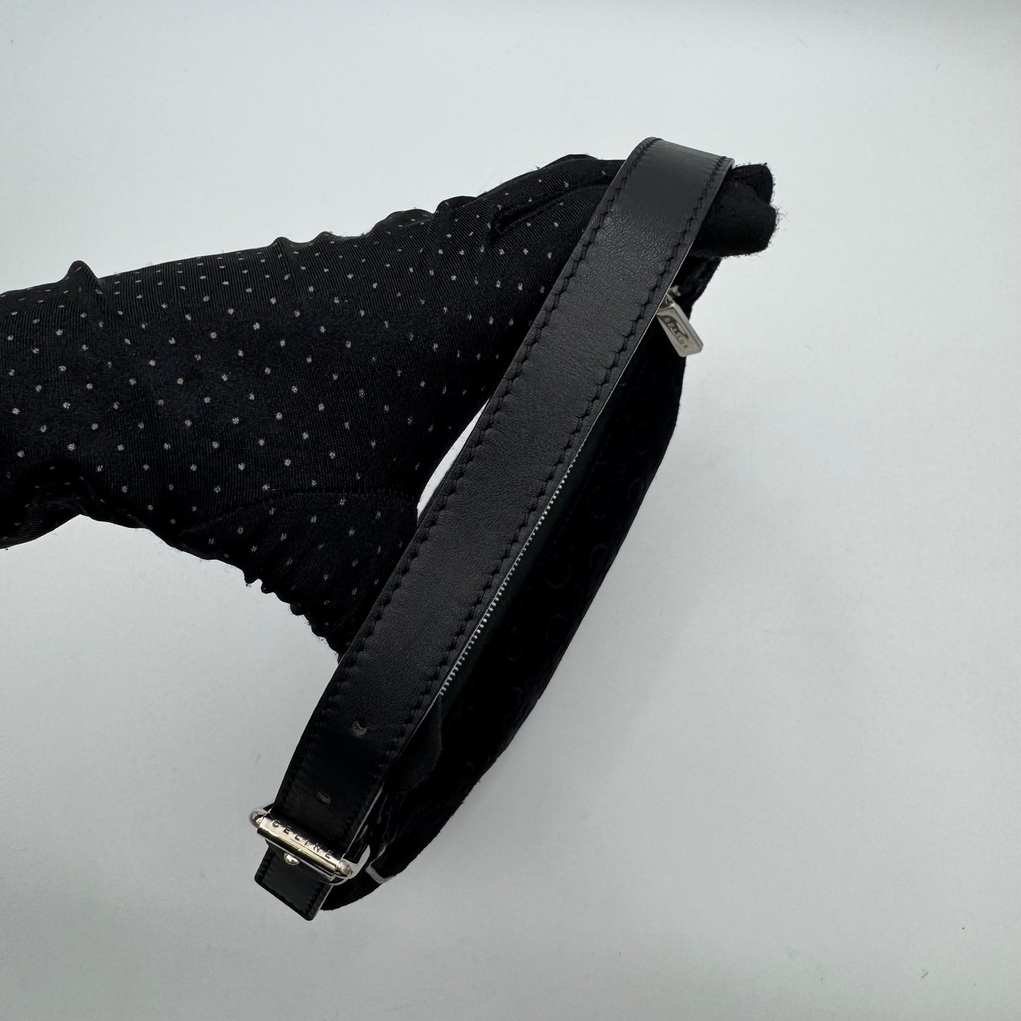 Celine Paris Black C Triomphe Suede Ava Hobo Baguette