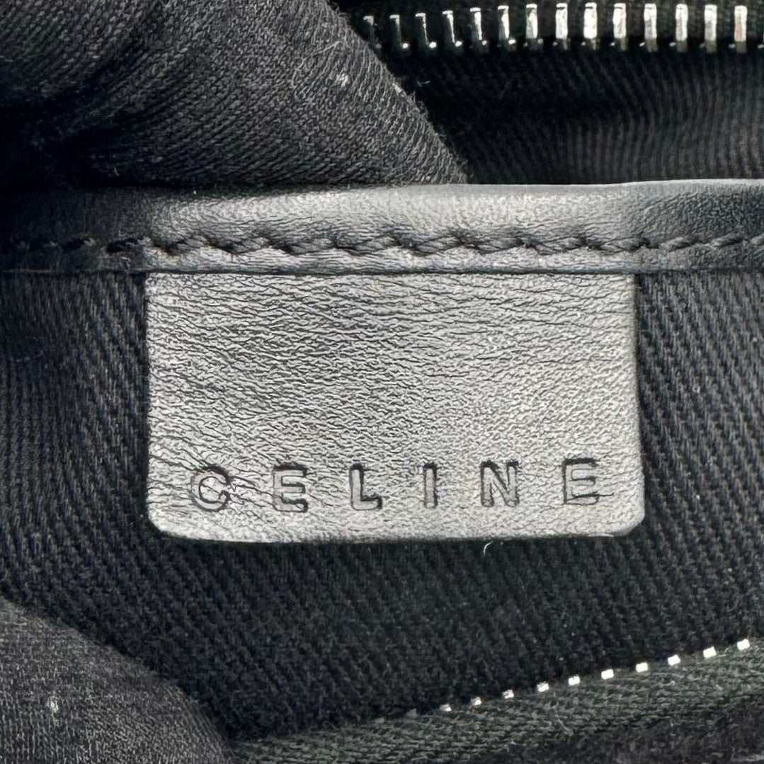 Celine Paris Black C Triomphe Suede Ava Hobo Baguette